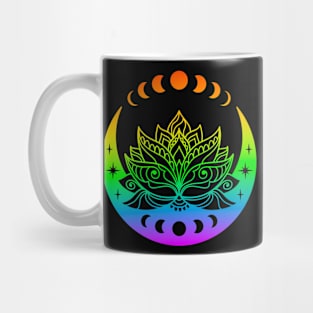 Rainbow Lotus And Moon Yoga Lover Zen Meditation Spiritual Abstract Art Mug